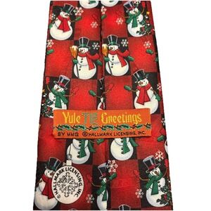 Vintage Hallmark Yule Tie Greetings Frosty The Snowmen Christmas Polyester Tie